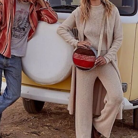 FP Beach Out of Office Duster Cardigan Sweater Dusty Rose Size Small - Picture 10 of 10